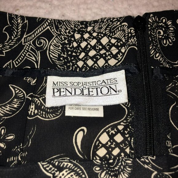 BLACK WHITE PAISLEY DRESS SIZE 6 PENDLETON MISS SOPHISTOCATES 2 PIECES WOMENS - Picture 4 of 7